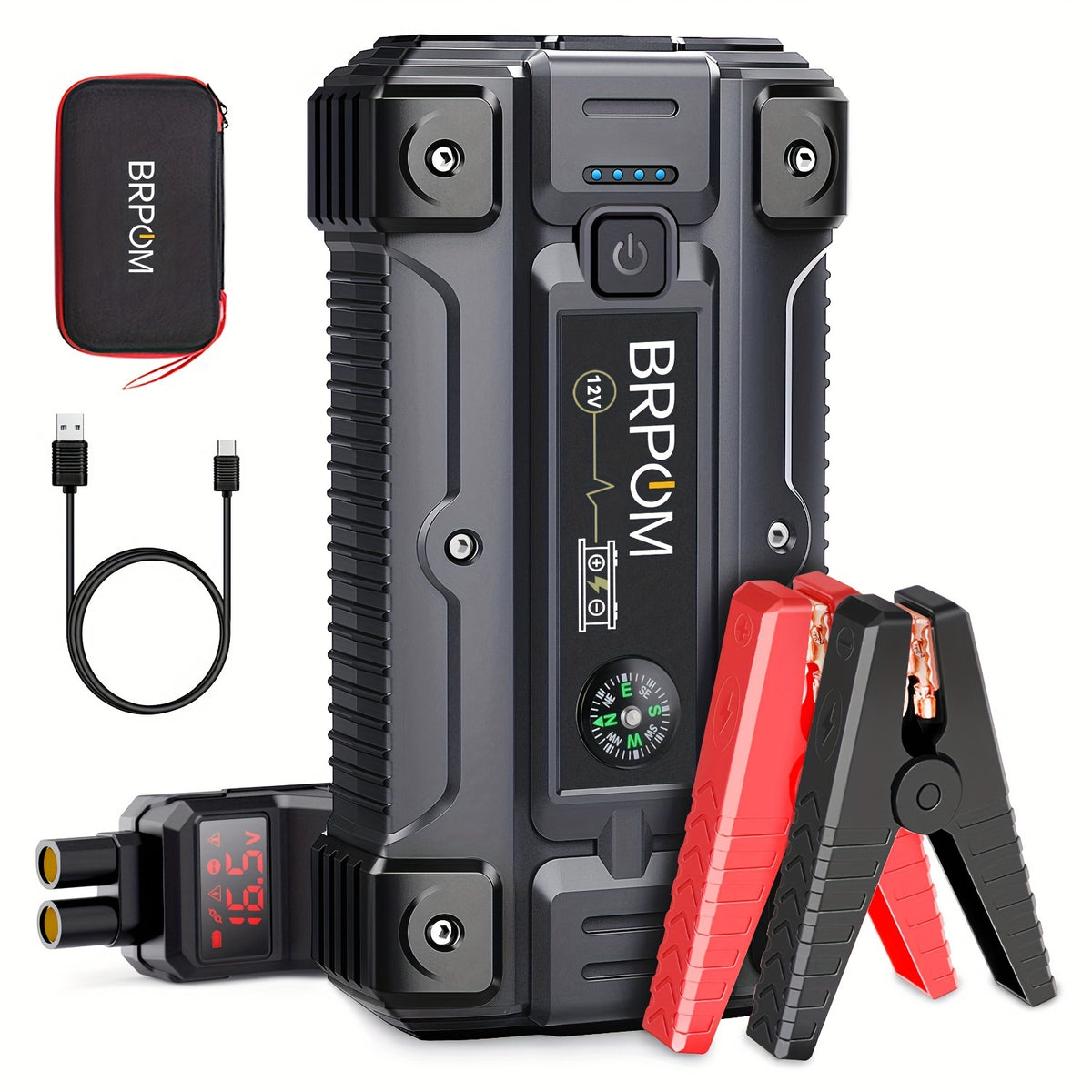 Car Jump Starter, 4000A Peak (Up To All Gas Or 2.64gal Diesel Engine, 50 Times) 12V Auto Booster Battery With  Charger Smart Jump Cables