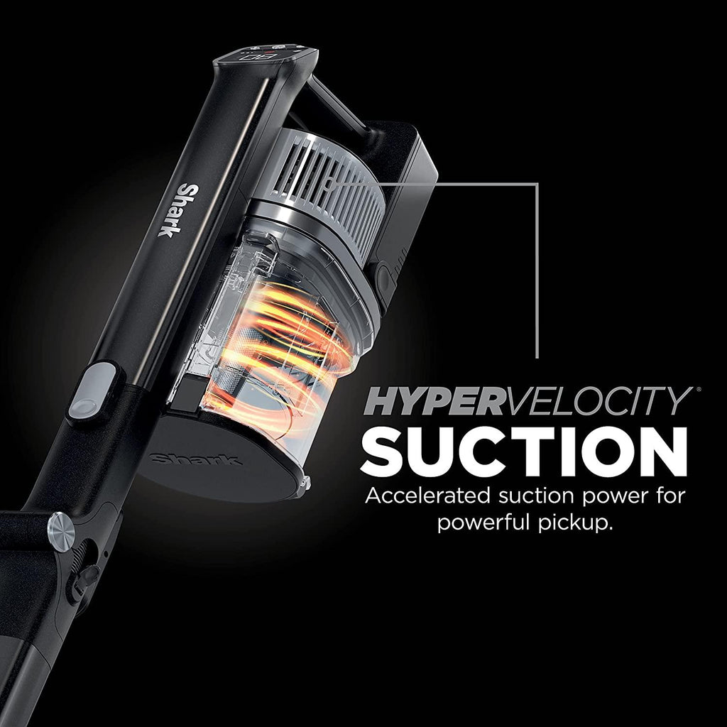 Shark IZ682H Vertex Pro Cordless Stick Vacuum with IQ Display, DuoClean PowerFins &amp; MultiFLEX, Extra Battery, Crevice Tool, Pet Multi-Tool &amp; Anti-Allergen Dusting Brush, 120min Runtime, Black