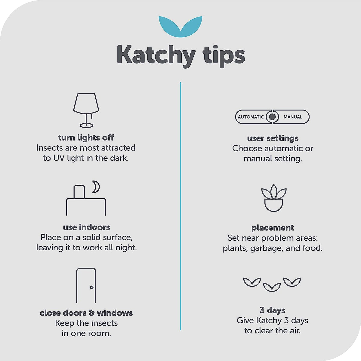 Katchy Automatic Indoor Insect Trap - Self-Activating Killer for Mosquitos, Gnats, Moths, Fruit Flies - Non-Zapper Traps for Inside Your Home - Catch Insects with Suction, Bug Light &amp; Sticky Glue