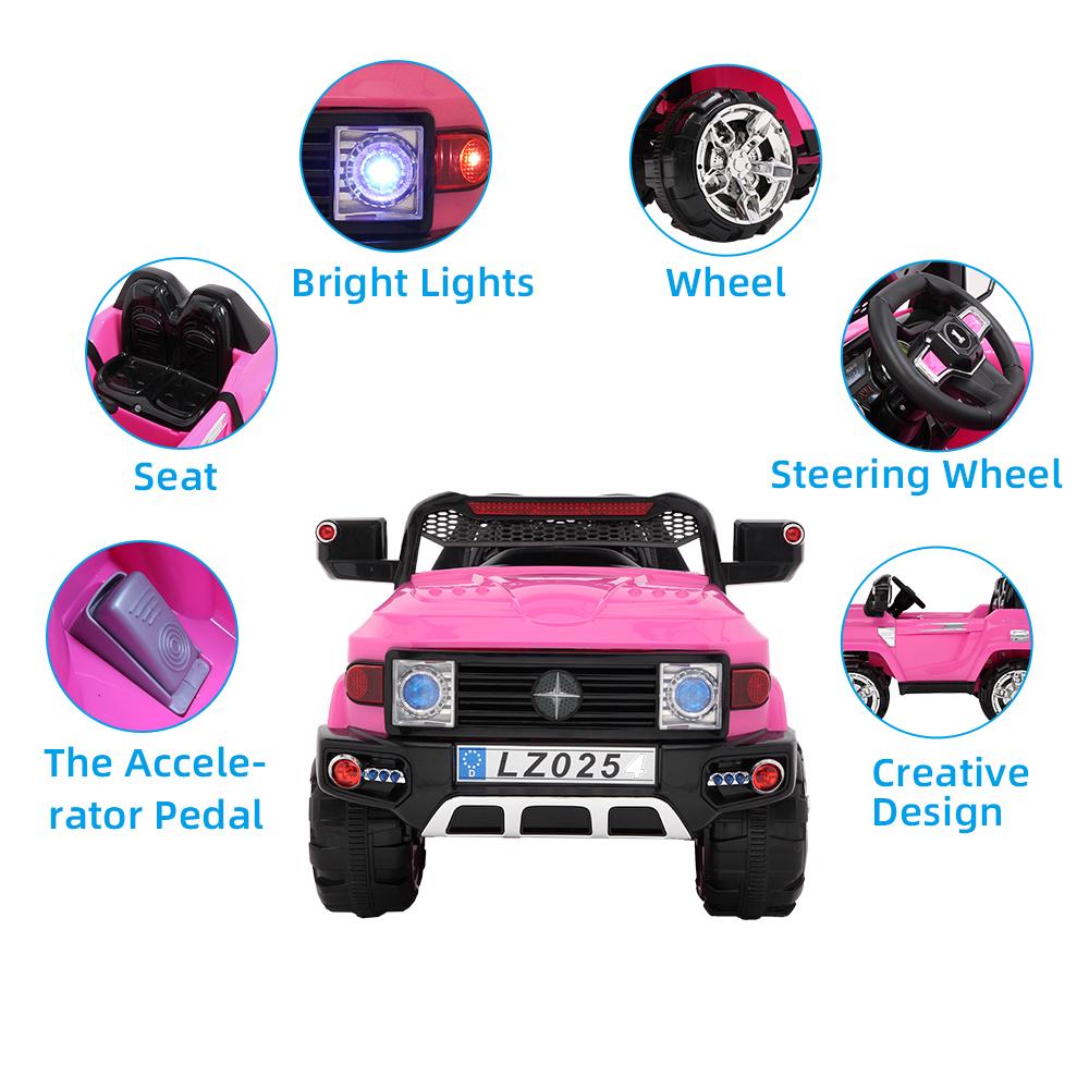 LEADZM LZ-9922 Off-Road Police Car, Ride on Car for Kid, Double Drive With 2.4G Remote Control,12V7AH Rechargeable Battery-Pink