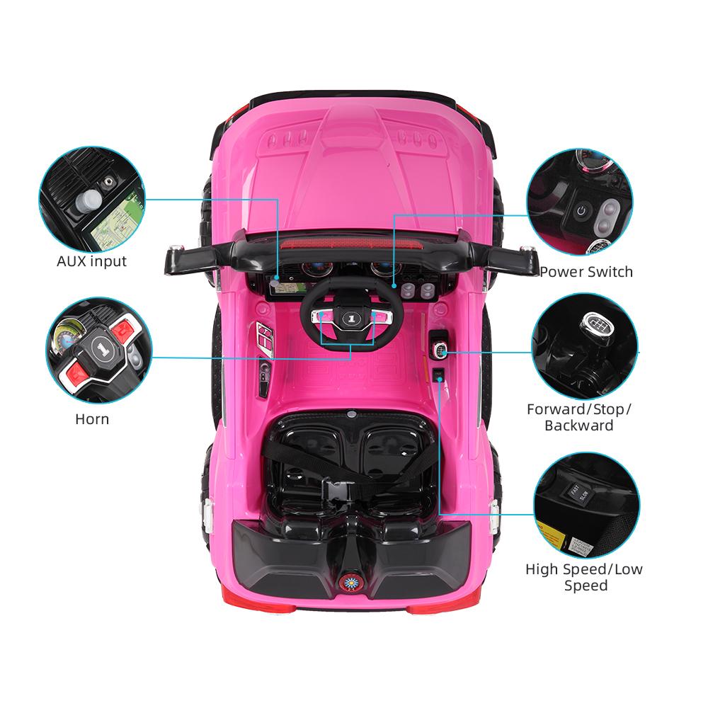 LEADZM LZ-9922 Off-Road Police Car, Ride on Car for Kid, Double Drive With 2.4G Remote Control,12V7AH Rechargeable Battery-Pink