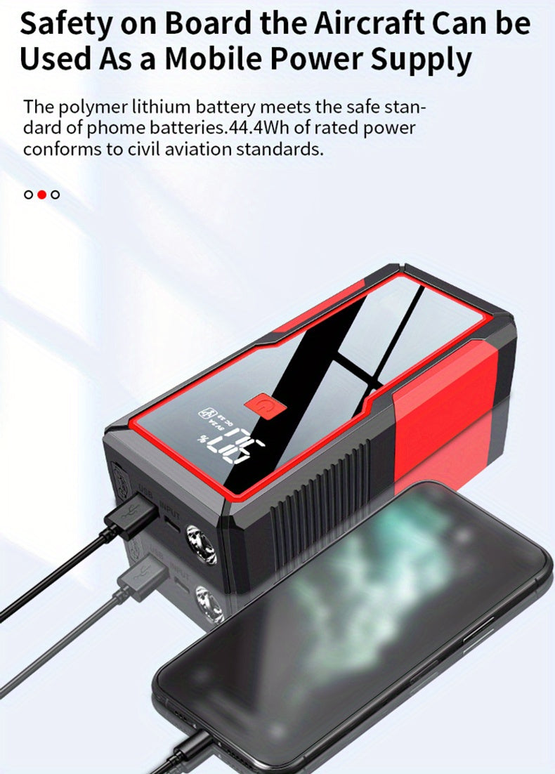 Boost Your Car Battery Instantly - Car Jump Starter & Power Bank With LED Light