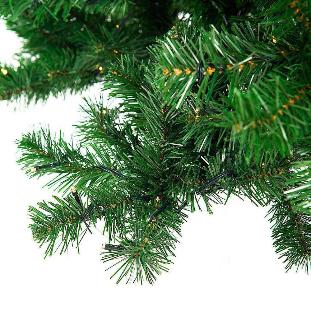 9 ft. Pre-Lit PVC Artificial Christmas Tree Hinged with 700 LED Lights Green