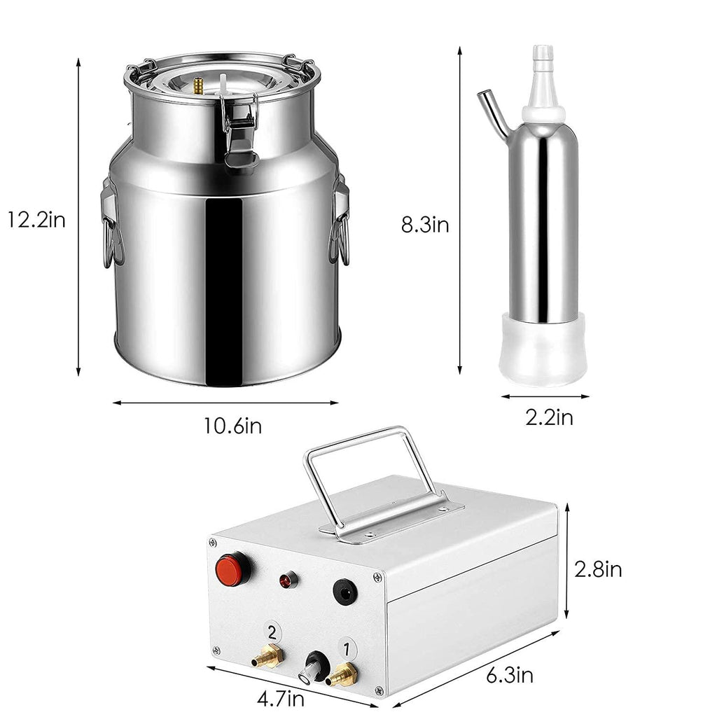 7/14l cow milking machine rechargeable use electric vacuum pulsation suction pump milker machine suitable for farms or daily family portable with brush milk lining (14l)