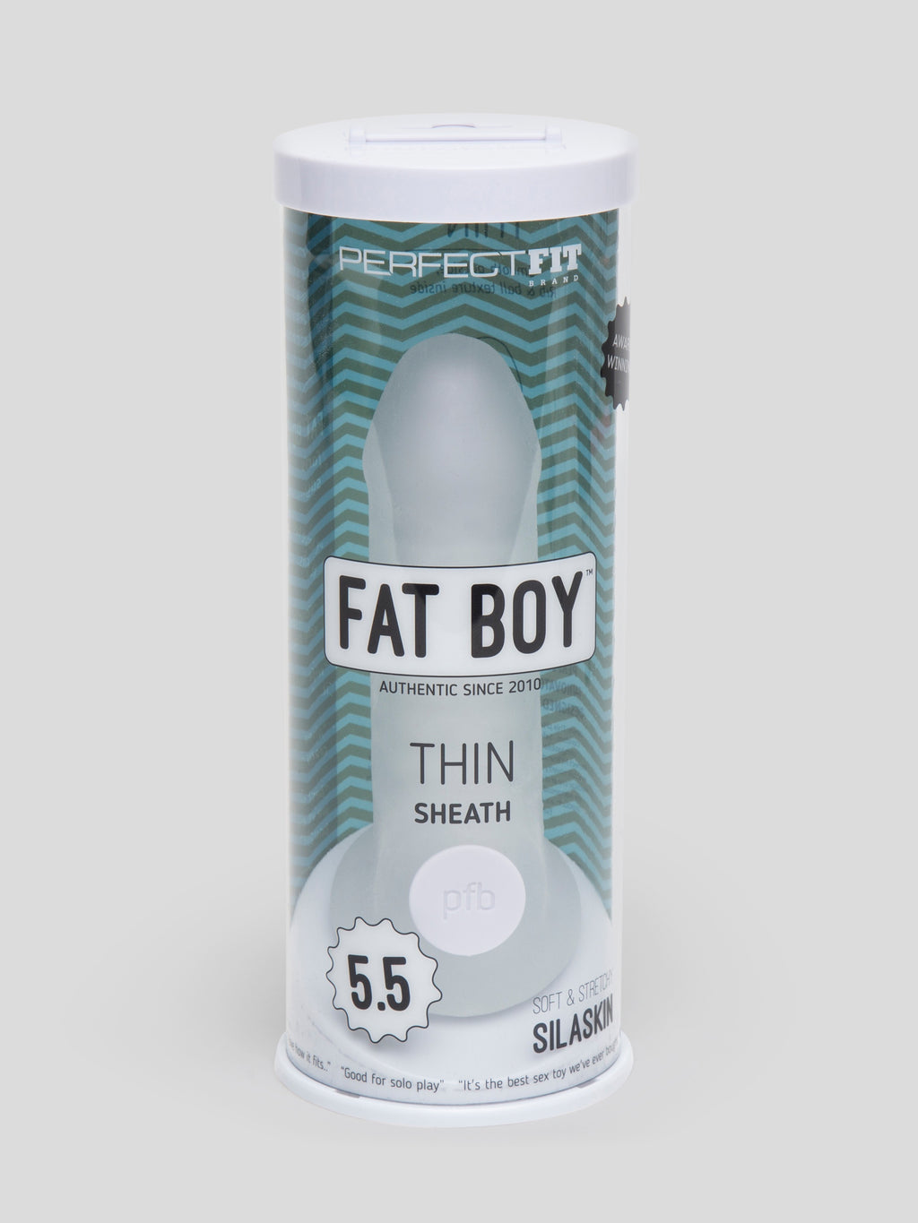 Perfect Fit Fat Boy Thin Textured Penis Extender with Ball Loop, Clear