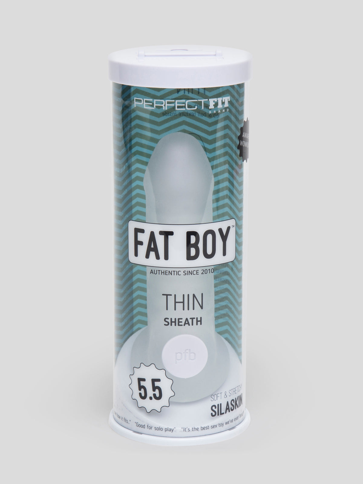 Perfect Fit Fat Boy Thin Textured Penis Extender with Ball Loop, Clear