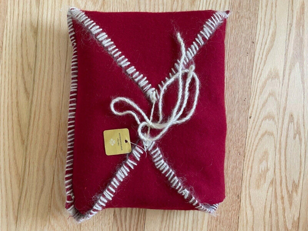 1990 Anthropologie Red Embroidered Christmas Tree Skirt 55