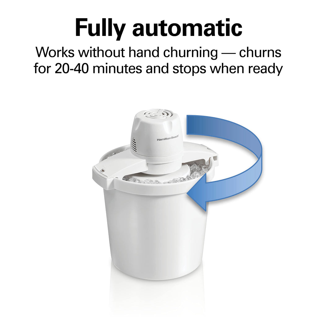 Automatic Electric Ice Cream Maker & Frozen Yogurt Machine | 4 Quart | Makes A Variety Of Treats Including Sorbet, Sherbet, Gelato, Custard |Simple & Customizable | White | 68330N