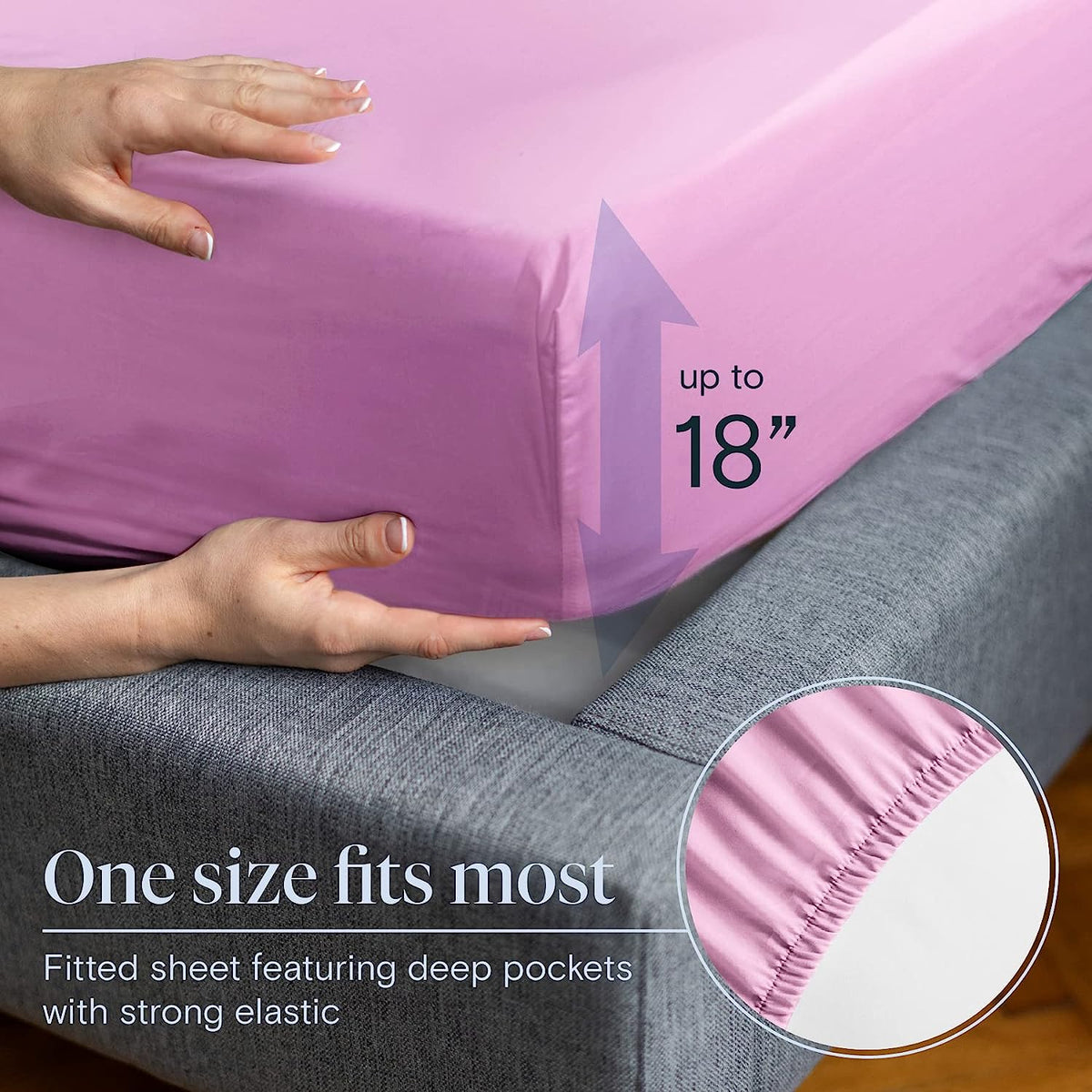 LuxClub 6 PC King Size Sheet Set Bamboo Sheets Deep Pockets 18" Eco Friendly Wrinkle Free Cooling Sheets Machine Washable Hotel Bedding Silky Soft - Light Plum King
