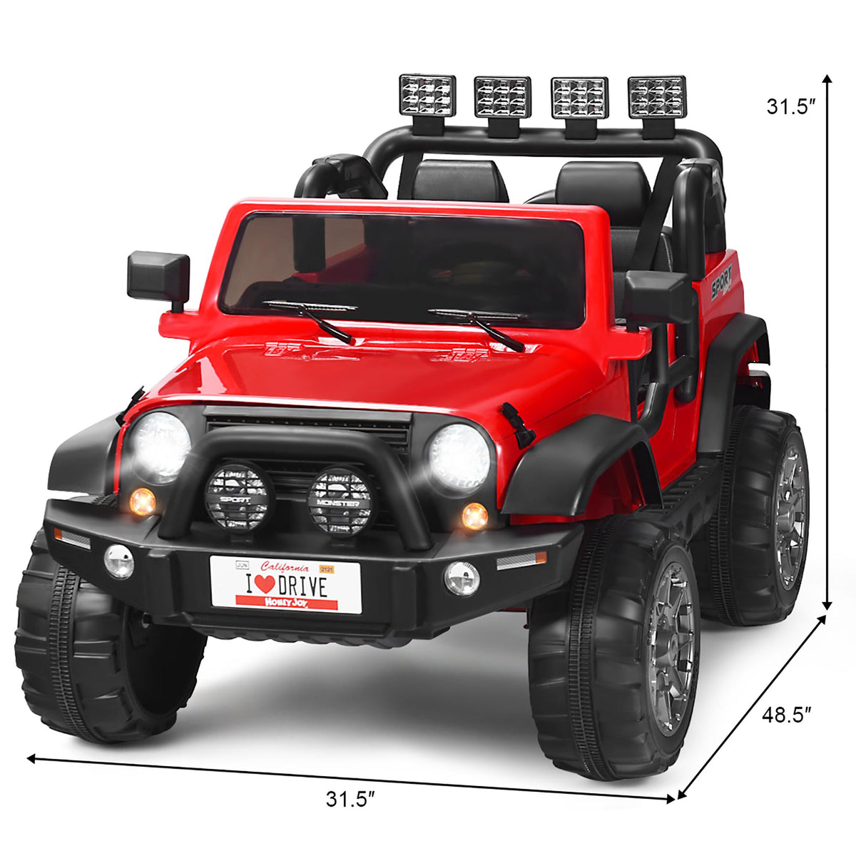 12V Kids Ride On Car 2 Seater Truck RC Electric Vehicles w/ StoraRoom Red