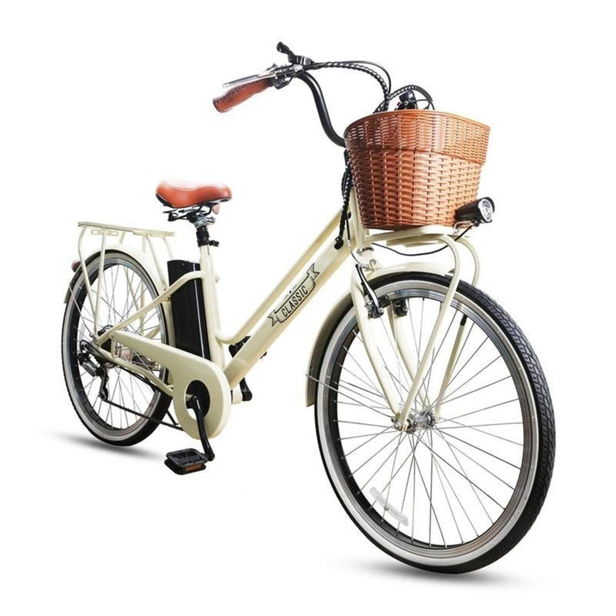 Venetian Worldwide  White 26 In. City Electric Bicycle Classic (Without Basket)
