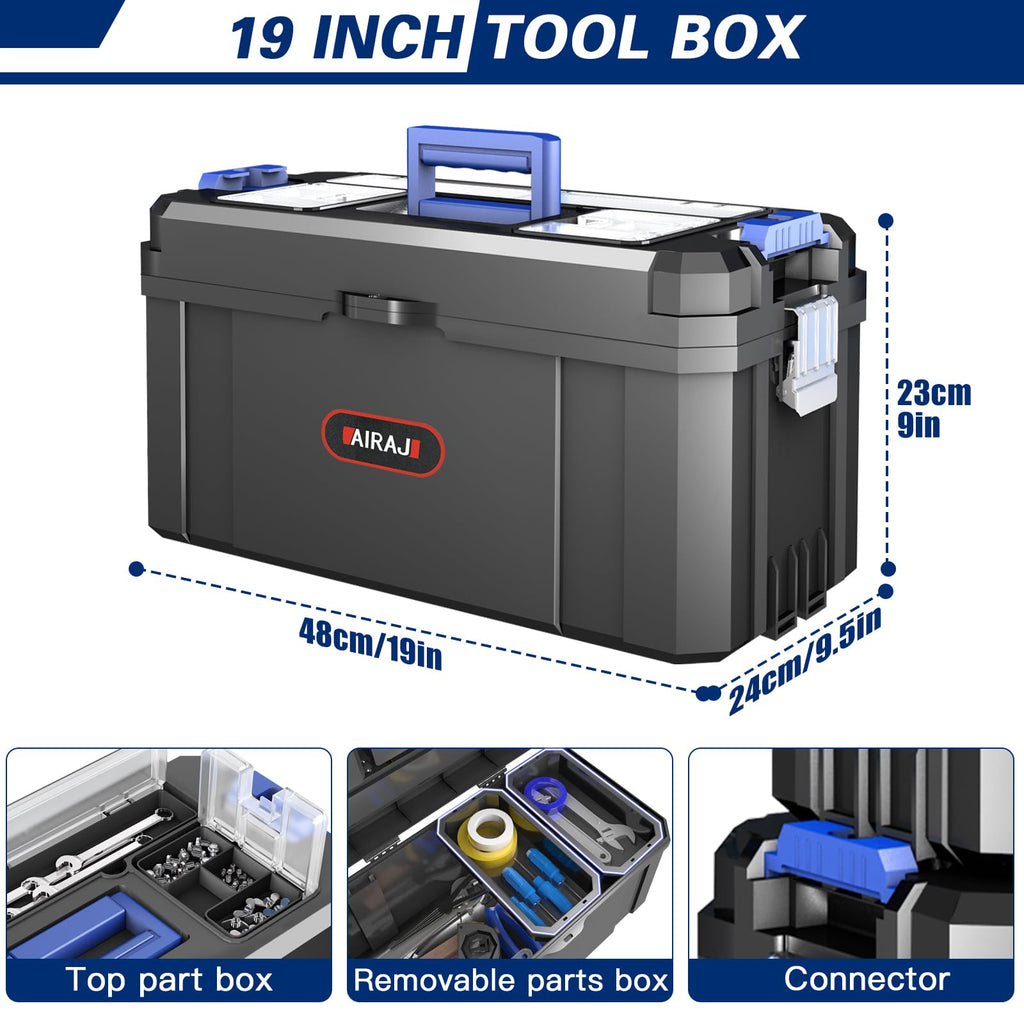 3 IN 1 Rolling Tool Box With Wheels,Stackable Tool Box,Modular Tools StoraOrganizer,Top Small Parts Organizer ,With Removable Small Parts Box,for Home,Repair,GaraStorage,17 IN+19 IN+21 IN