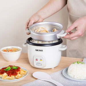 Rice Cooker, 2-Cup (Uncooked) / 4-Cup (Cooked), Steamer, Grain Cooker, Soup Maker, Oatmeal Cooker, Auto Keep Warm, 1 Qt, White, ARC-302-1NG