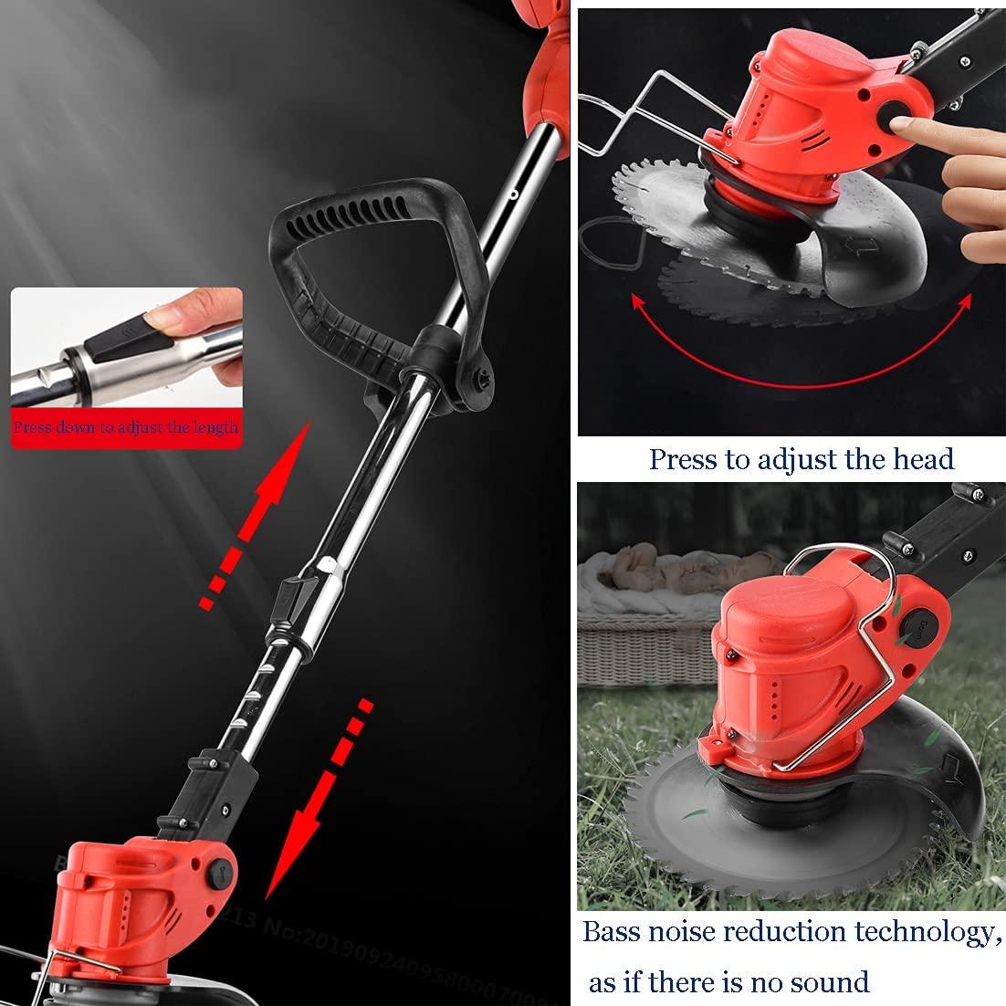 Portable Electric Cordless String Grass Trimmers,Handheld Lawn Edger Mini-Mower Height Adjustable Garden Brush Cutter Kit Rechargeable Battery and Charger Included
