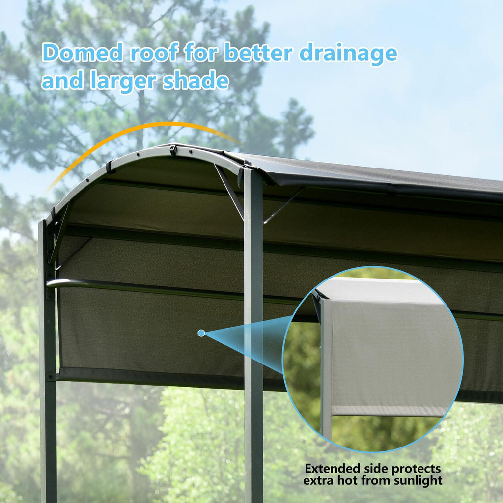 Steel Backyard Patio BBQ Grill Gazebo with Side Awning Bar Counters Hooks YO