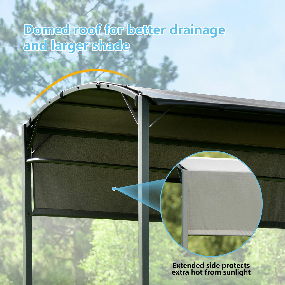 Steel Backyard Patio BBQ Grill Gazebo with Side Awning Bar Counters Hooks YO