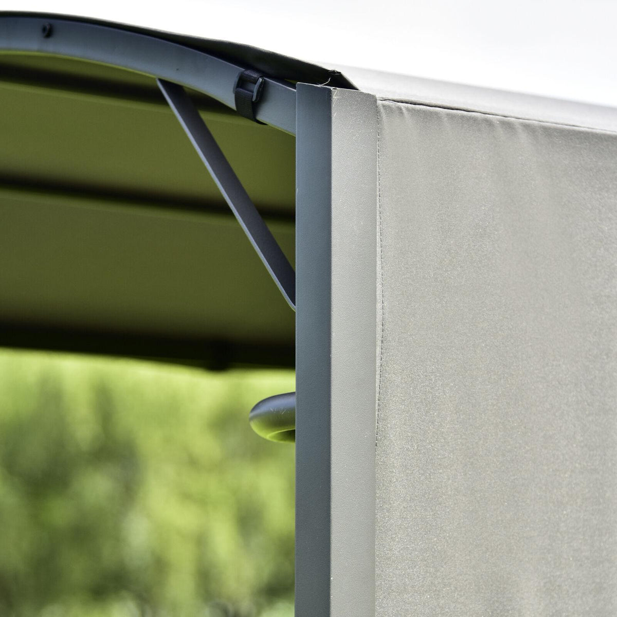 Steel Backyard Patio BBQ Grill Gazebo with Side Awning Bar Counters Hooks YO