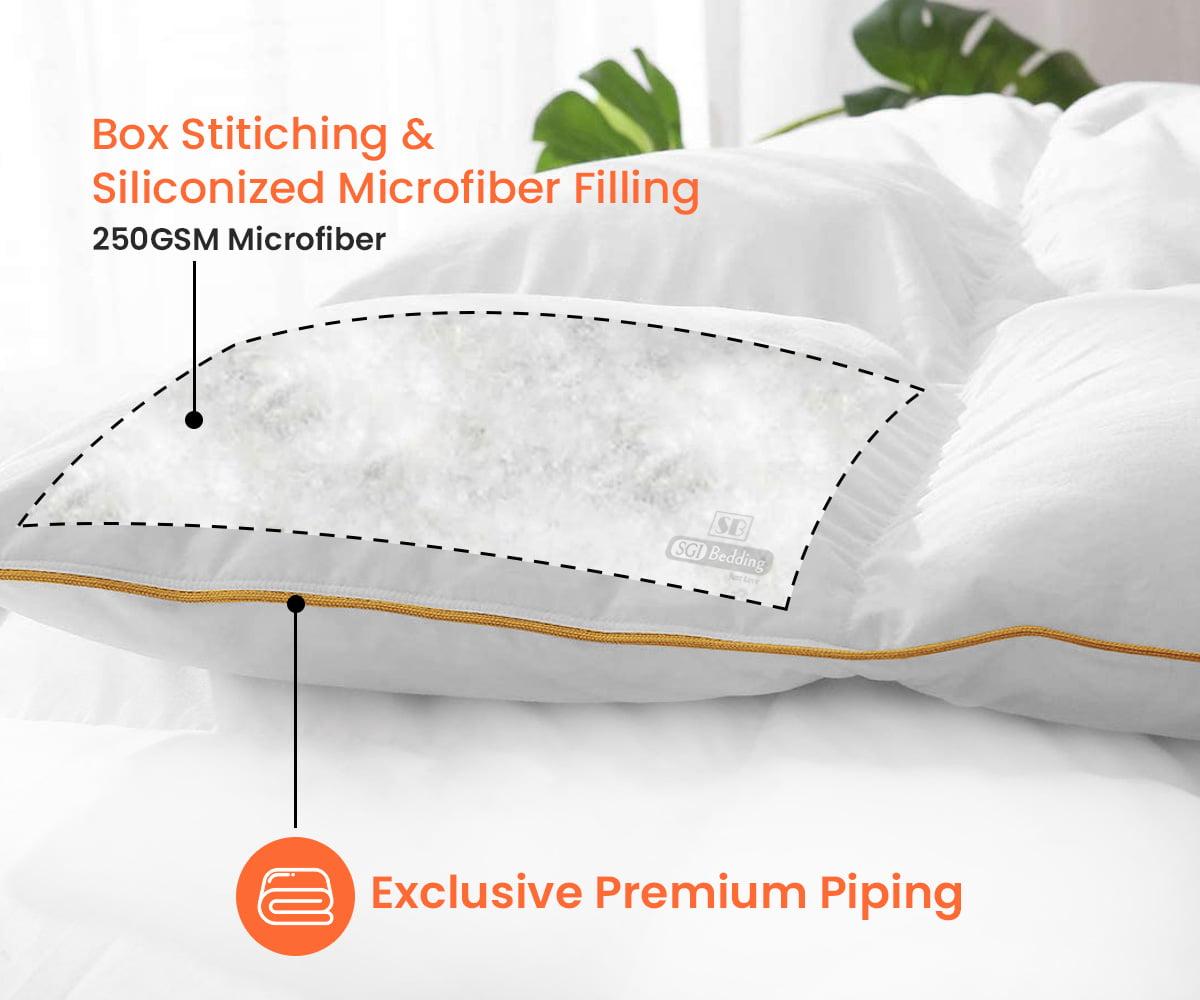 Twin Comforter Pinch Moss 300 GSM Plush Siliconized Microfiber Fill Duvet Insert Box Stiched Quilted Fluffy Soft 600 TC Egyptian Cotton Shell with Piping &amp; Pillowcases