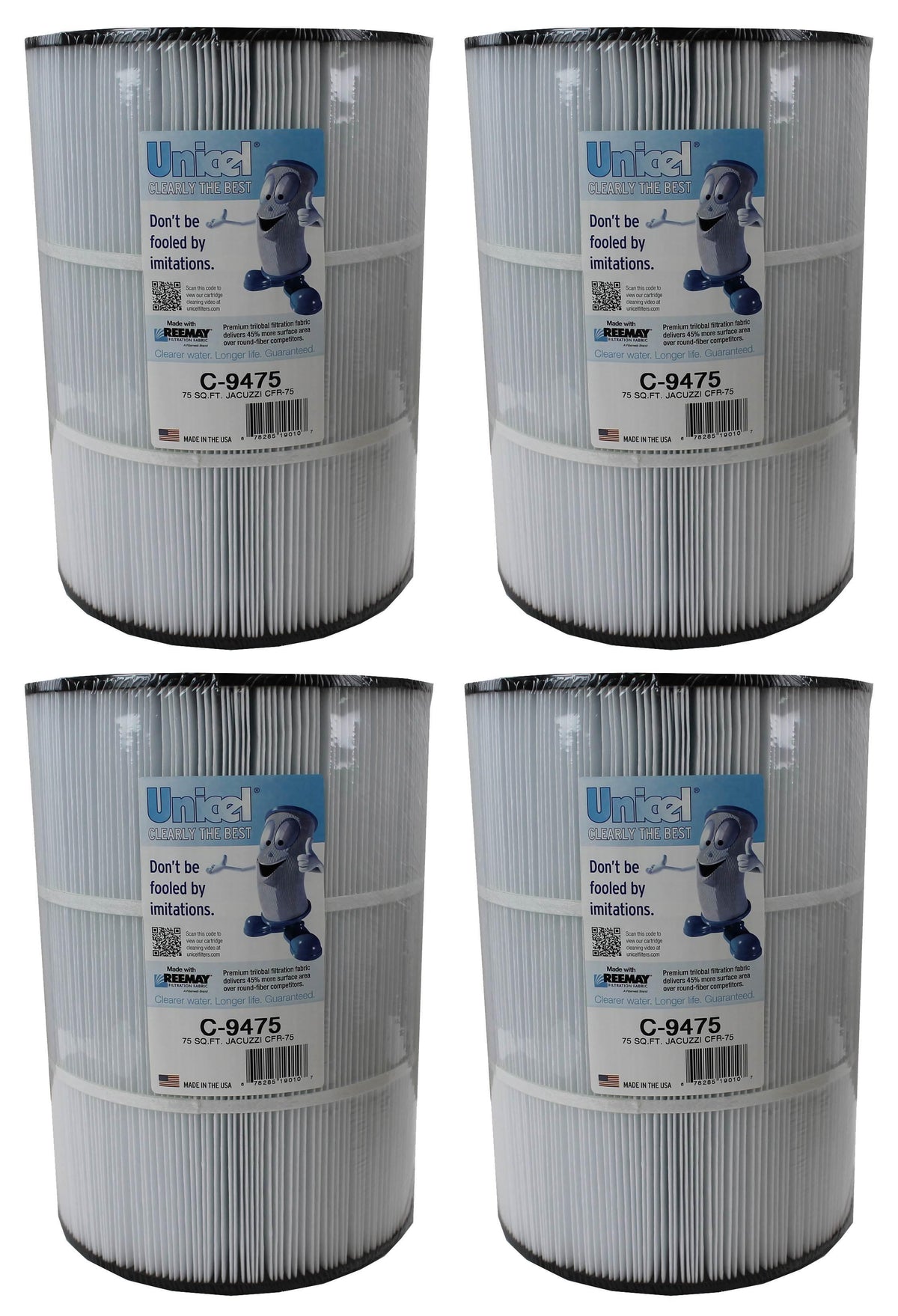 4) new unicel c-9475 pool spa cfr 75 sq ft filter cartridges element pj75-4