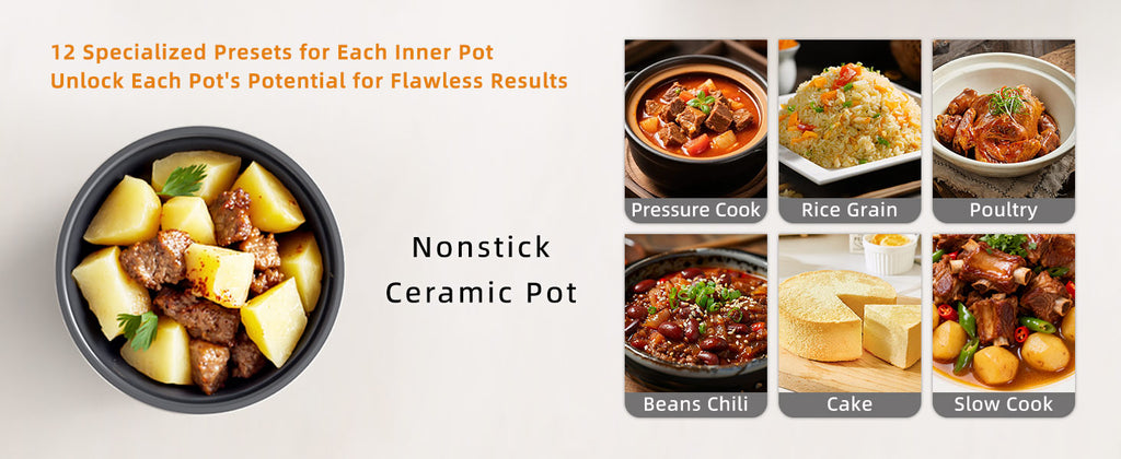 Dual-Pot Electric Pressure Cooker,12-in-1 Multi Cooker with 6QT  Steel & 5QT Ceramic Pot,Olla de Presion for Pressure,Rice,Meat Stew,Yogurt Maker