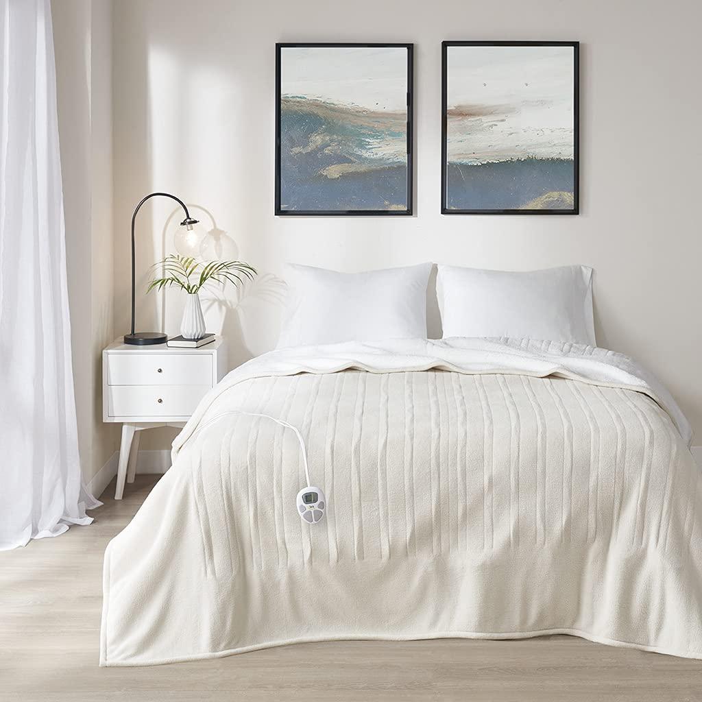 Gracie MIlls Polyester and Cotton Fleece to Sherpa Heated Blanket ST54-0108