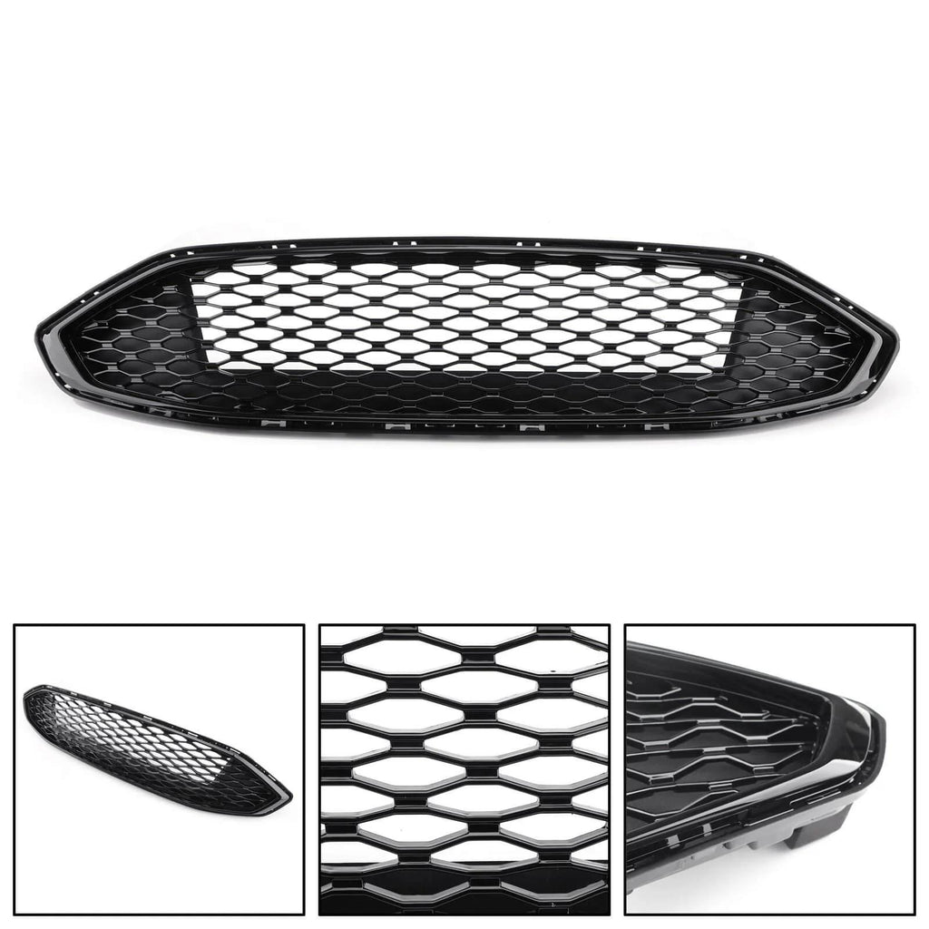 Front Bumper Grille Honeycomb Trim Gloss Black Grille For 2017-2023 Fusion Generic