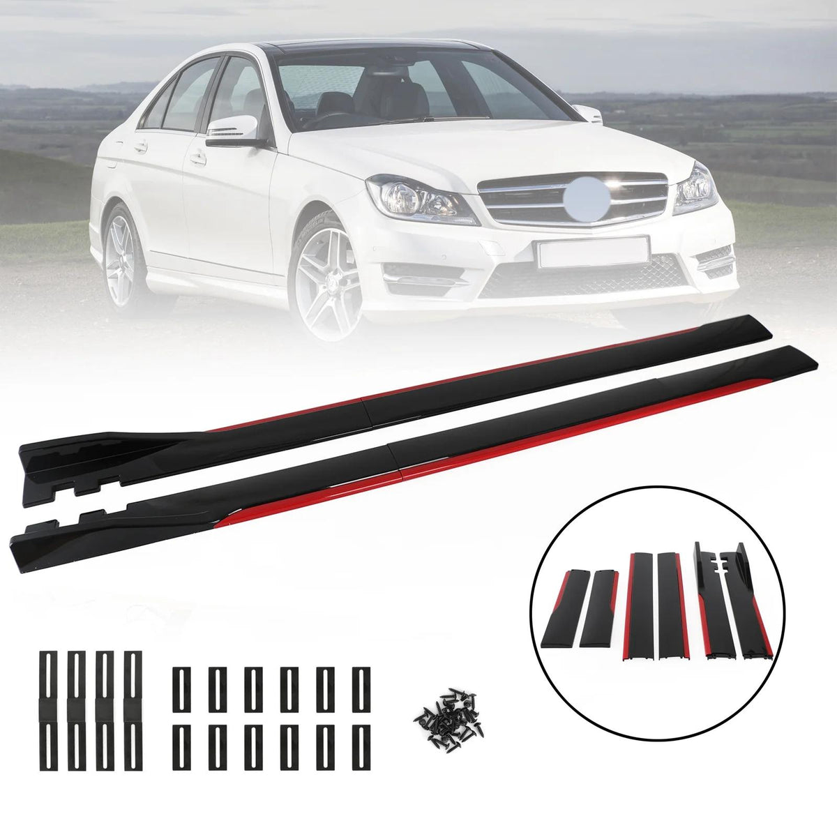 78.7" Universal Side Skirt Extensions Rocker Panel Splitters Lip Polypropylene Fit VW Golf MK5 MK6 MK7 CC Passat Jetta Polo Scirocco Generic