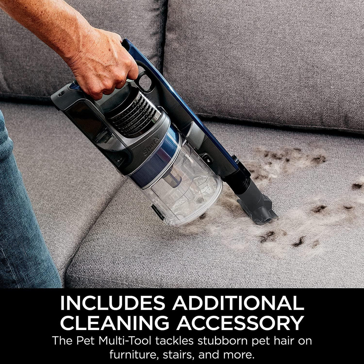 Shark IX141 Pet Cordless Stick Vacuum with XL Dust Cup, LED Headlights, Removable Handheld, Crevice Tool &amp; Pet Multi-Tool, 40min Runtime, Grey/Iris