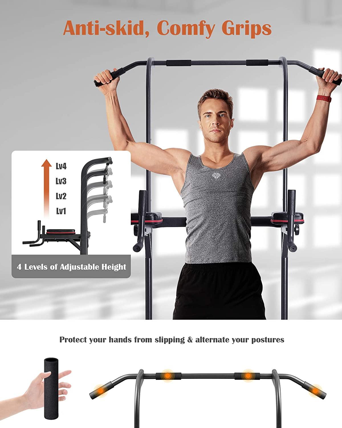 MaxKare 4 Level Adjustable Power Tower Workout Dip Stand  for Home Gym-Version