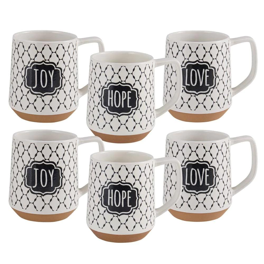 Sentiment Lattice Set of 6 Mugs, Assorted
