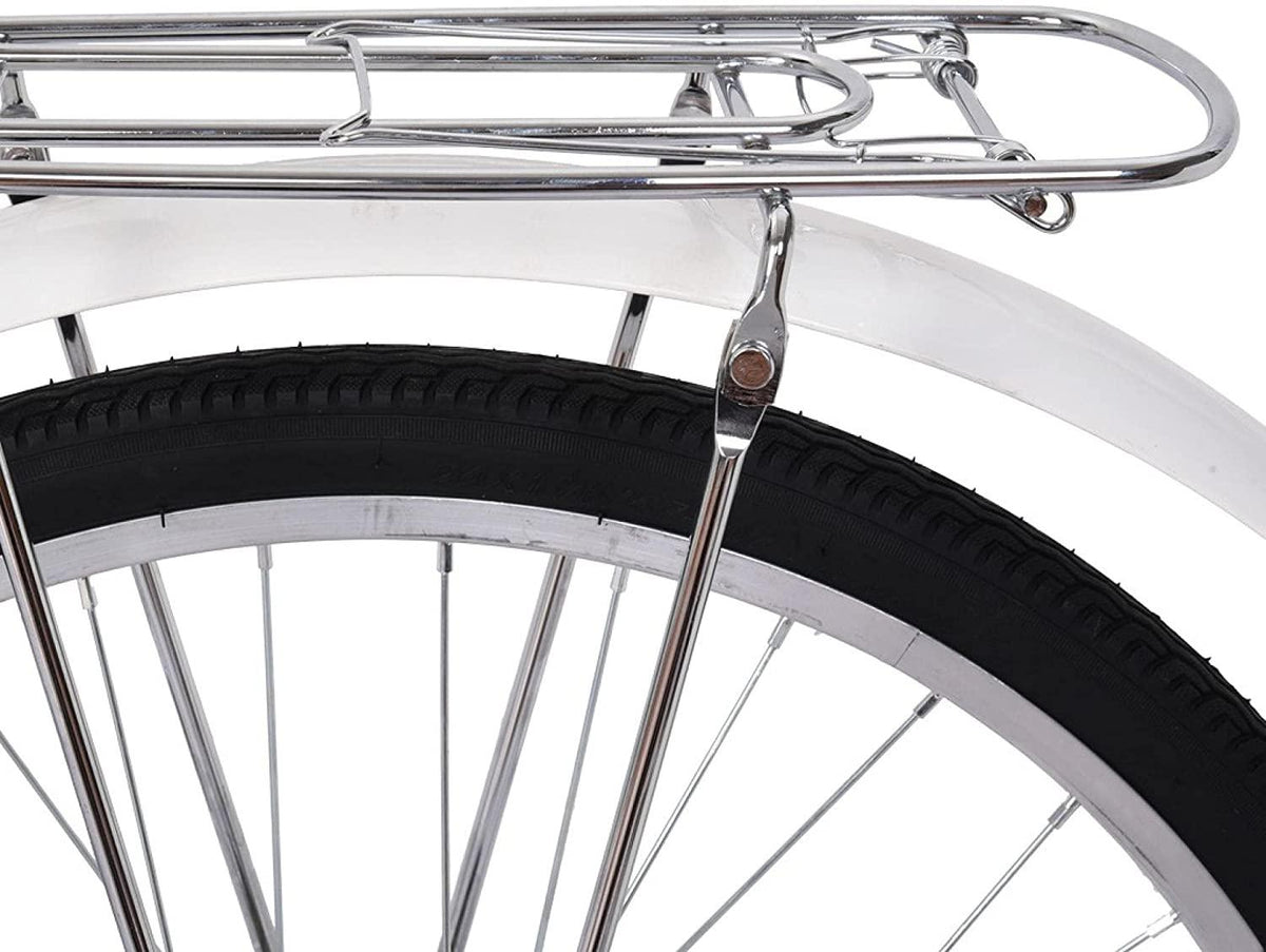 VISDRON Beach Cruiser Bike for Woman, 24 Inch Single-Speed Commuter Bike Women, Classic Retro Bicycle, Seaside Travel Bicycle, Comfortable Commuter Bicycles