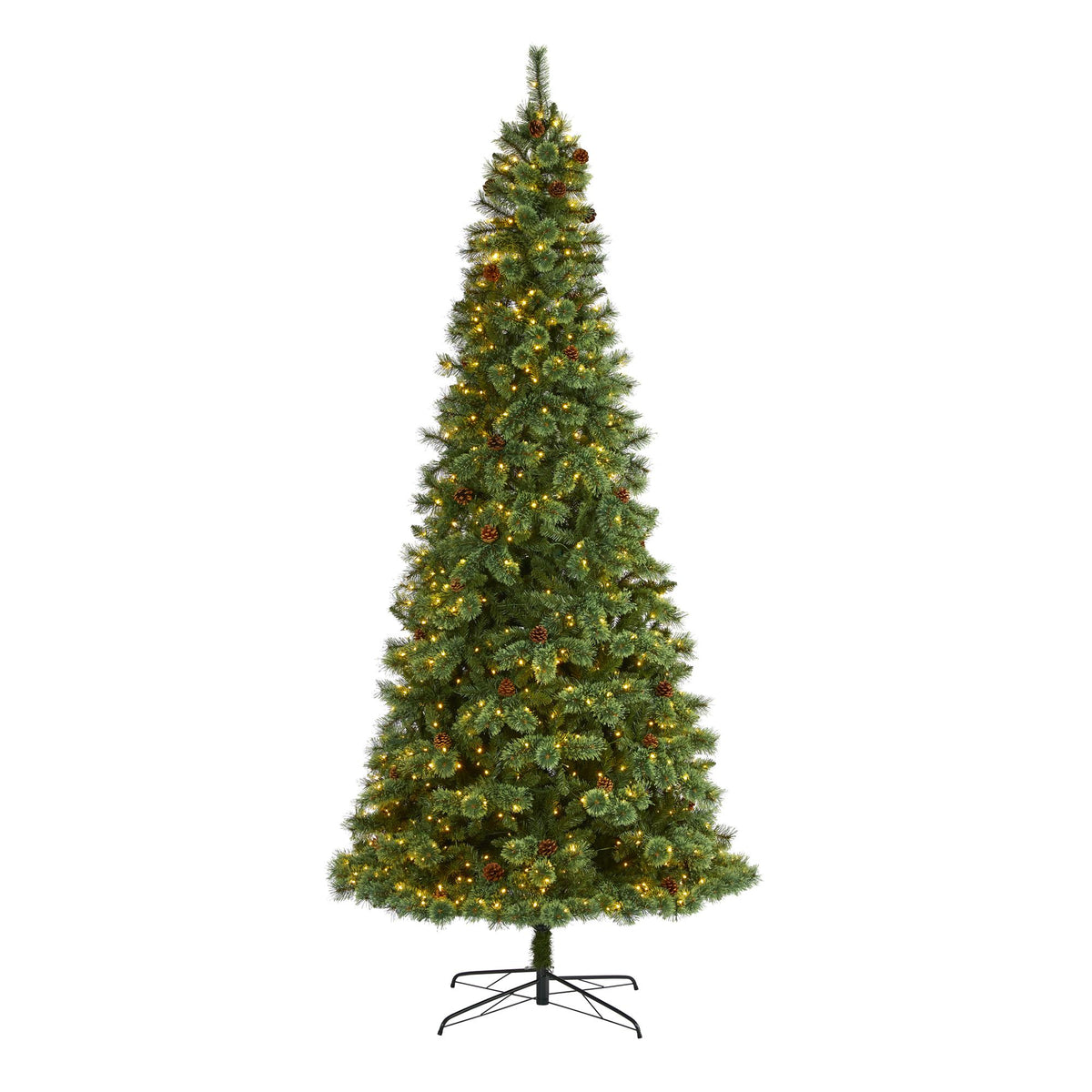 Nearly Natural 10' Green Pine Artificial Christmas Tree Prelit 850 Clear LED Lights