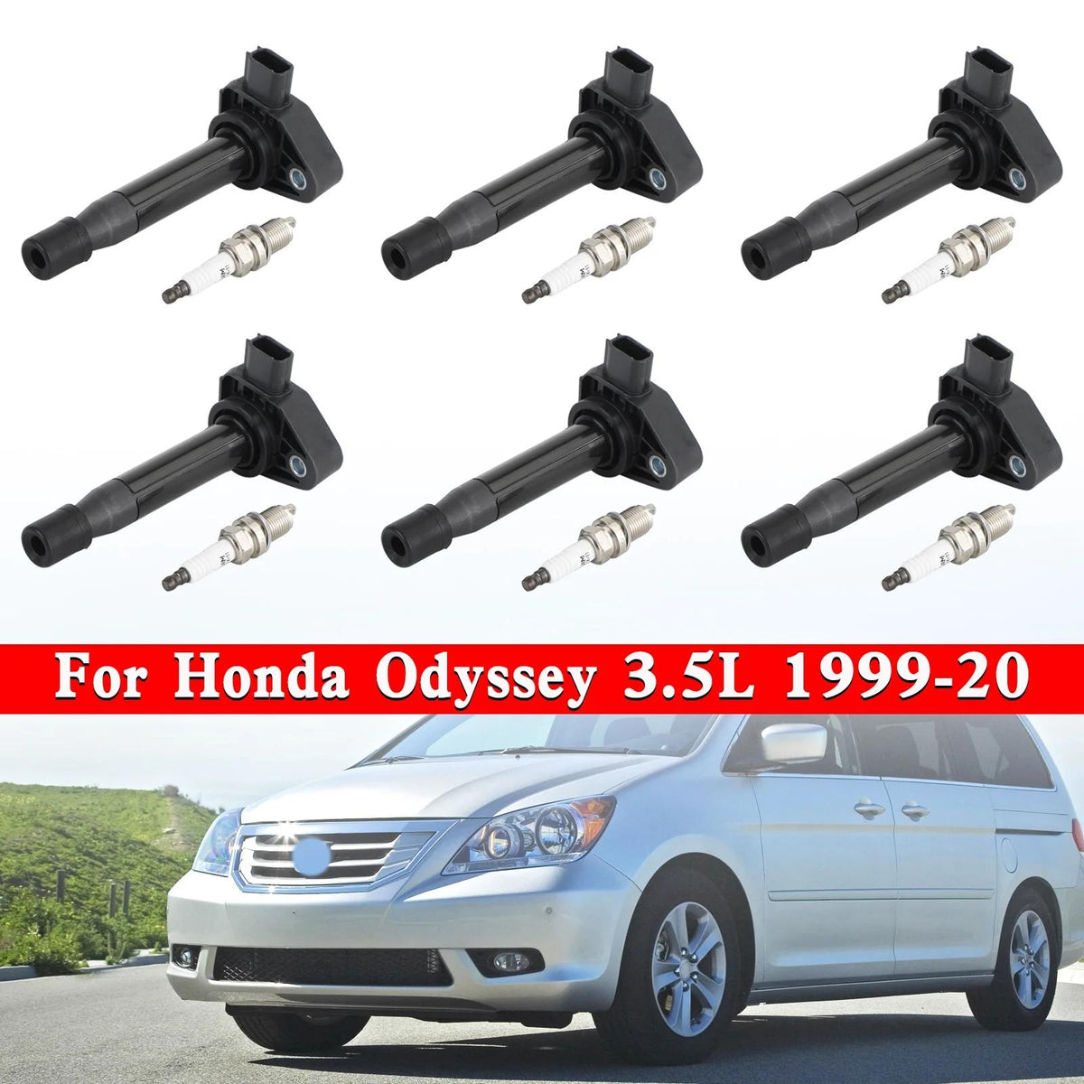 2000-2002 Honda Accord V6 3.0L 6X Ignition Coils+6X Spark Plugs Set 30520P8EA01 UF242 30520RCAA02 Fedex Express Generic