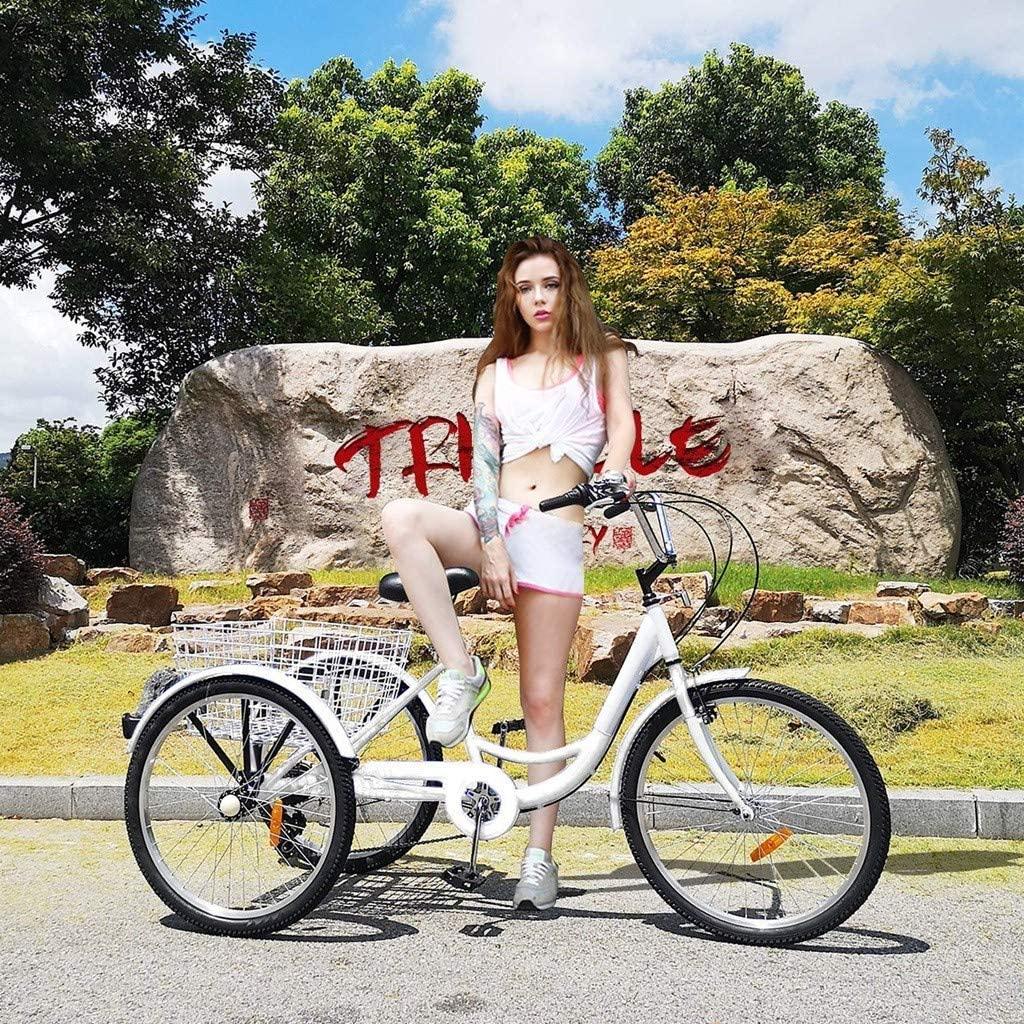 Adult Tricycle,1/7 Speed 3-Wheel for Shopping with Installation Tools,Leisure Bike
