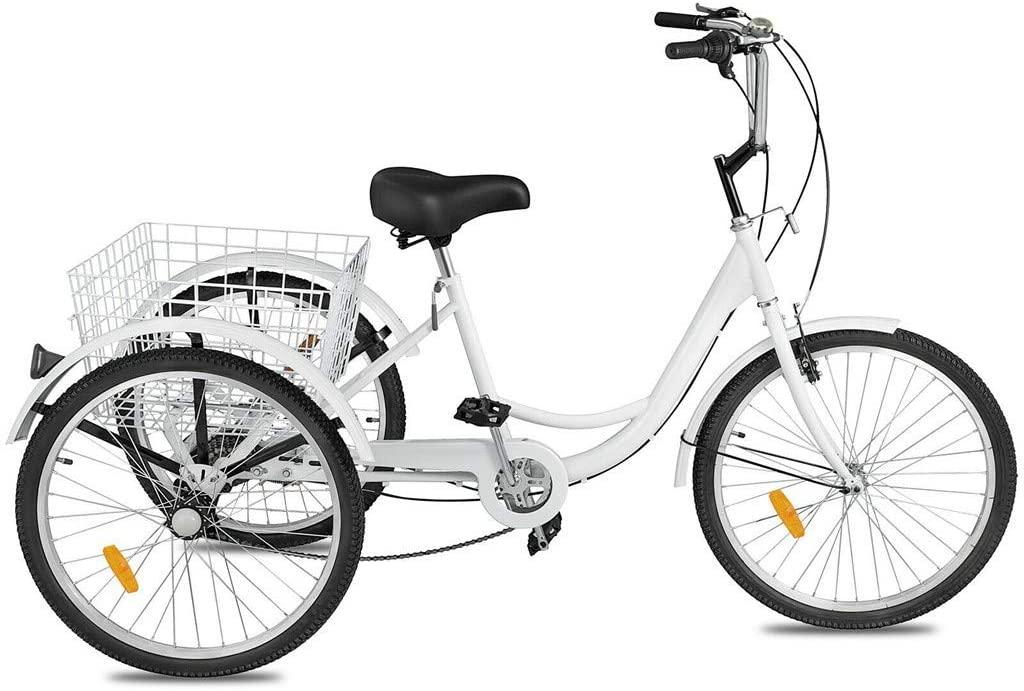 Adult Tricycle,1/7 Speed 3-Wheel for Shopping with Installation Tools,Leisure Bike