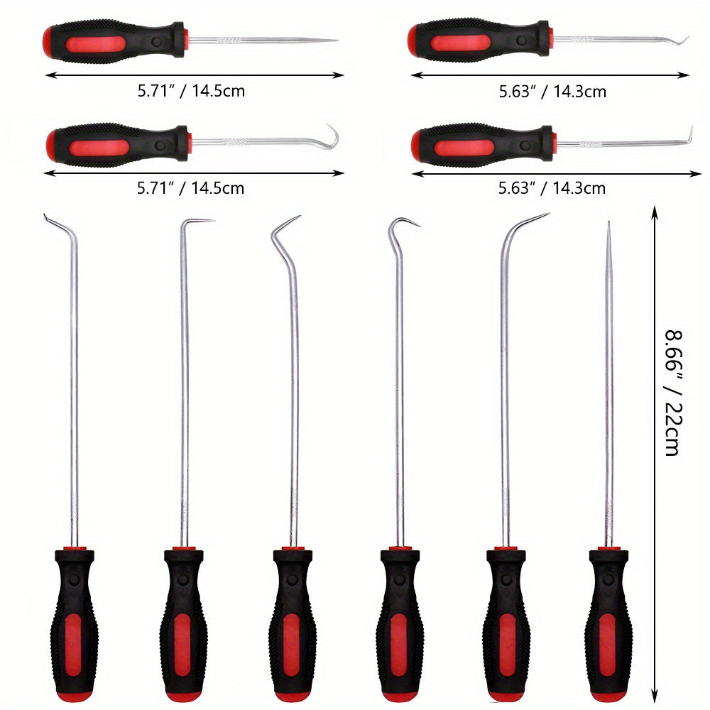 10pcs Pick & Hook Set Extra Long O-Ring & Seal Remover Soft Grip Assorted Shapes
