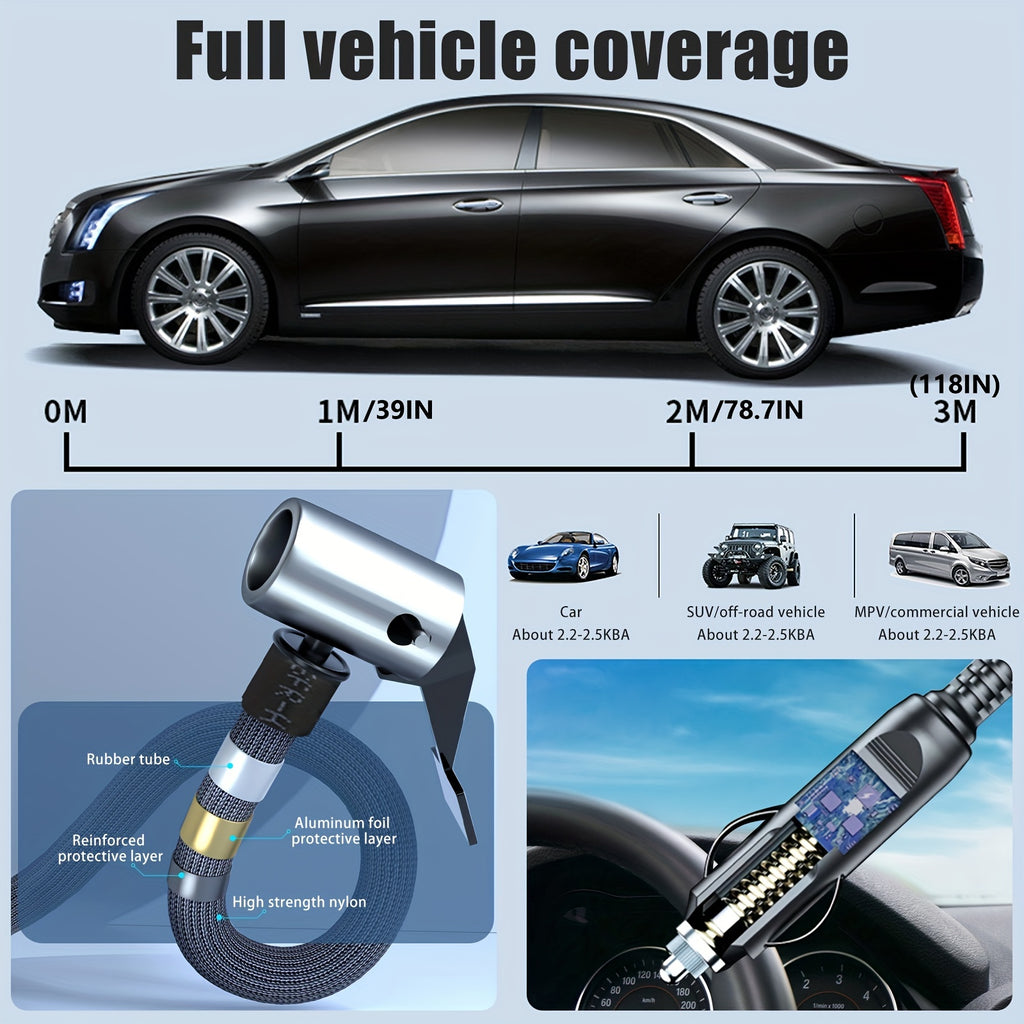 Portable 12V 150psi Car Air Compressor Inflator Pump: Inflate Car, Motorcycle & Bicycle Tires Instantly!