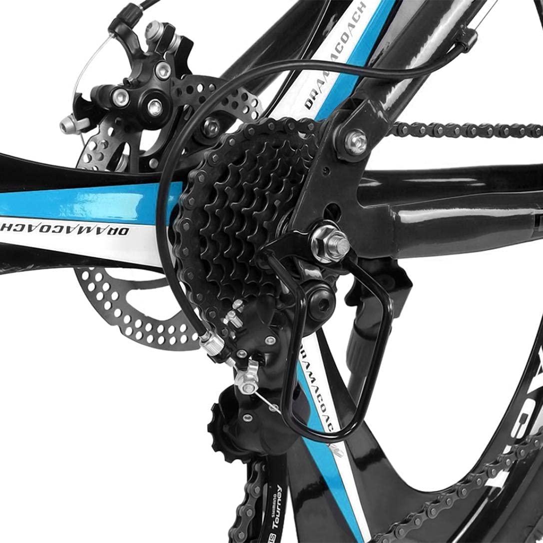26in Folding Mountain Bike 21 Speed Full Suspension MTB Bikes High Carbon Steel Frame Disc Brakes Lightweight Black