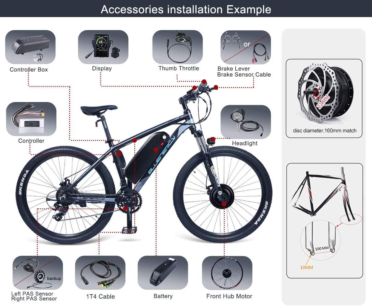 BAFANG 48V 500W Front Hub Motor Electric Bike Conversion Kit for 20 26 27.5 700c inch Wheel Drive Engine with LCD Display with Battery and Charger
