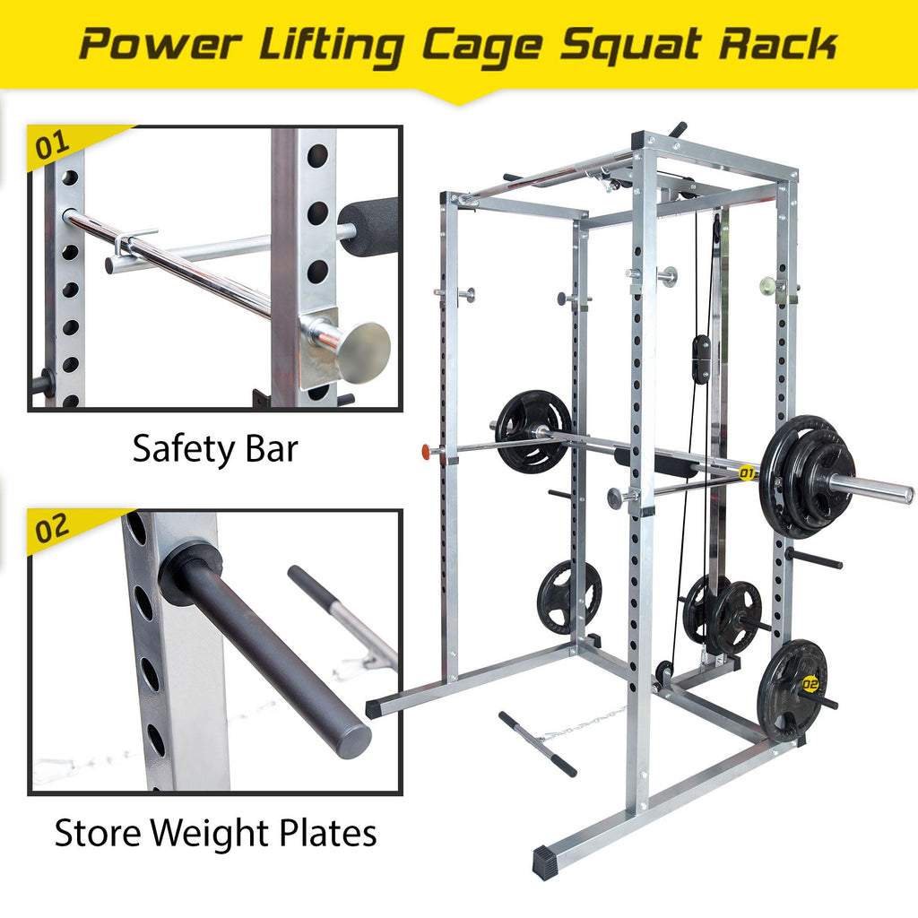 Dodocool Multi Function Power Cawith Lat Pull Down and Low Row Home Gym Equipement Olympic Squat Cafor Weight Training