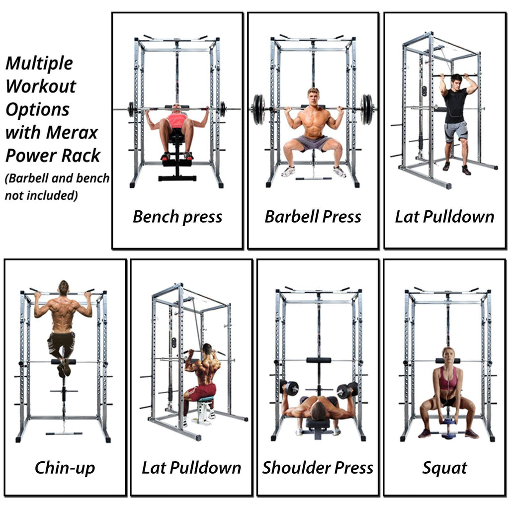 Irfora Multi Function Power Cawith Lat Pull Down and Low Row Home Gym Equipement Olympic Squat Cafor Weight Training