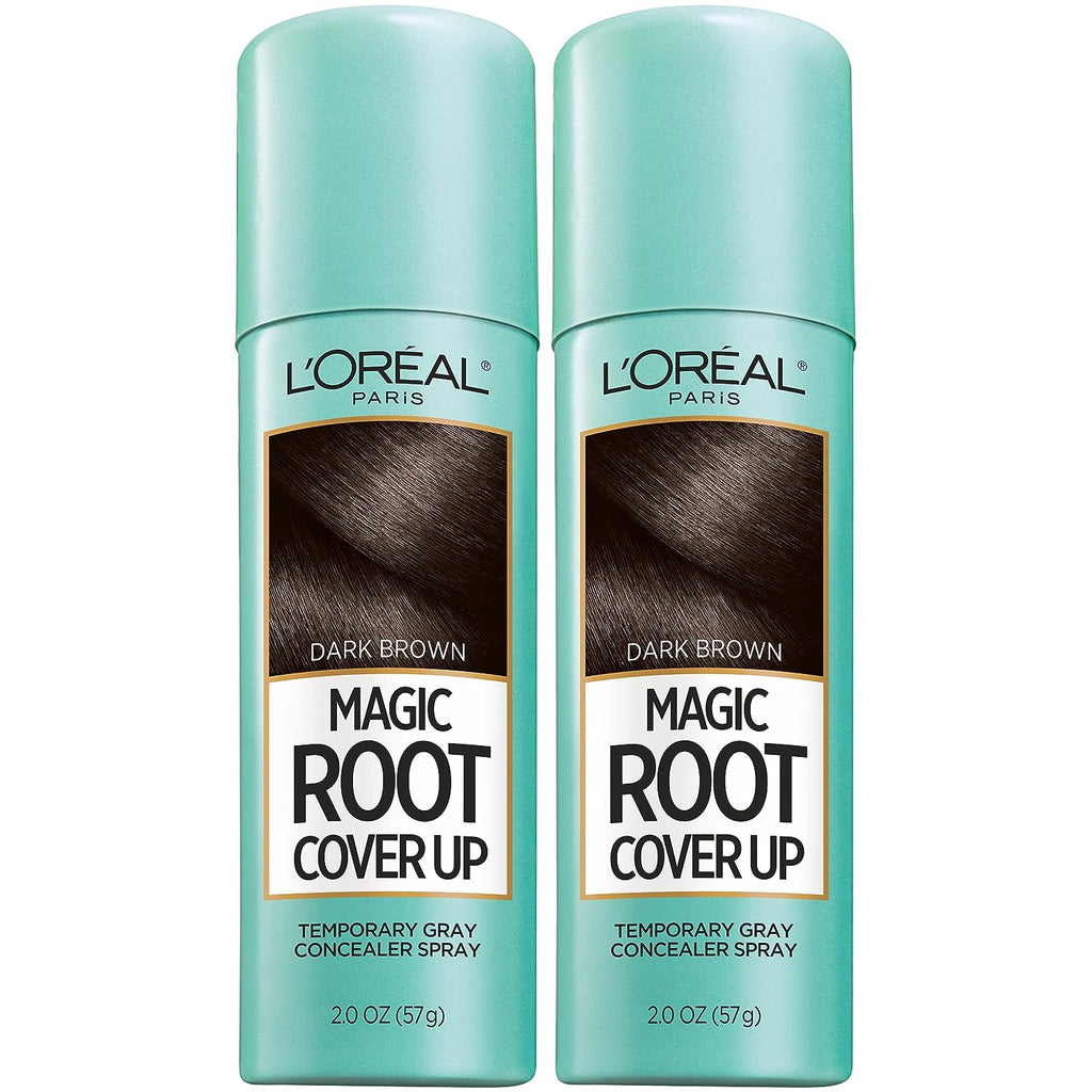 L'Oreal Paris Root Cover Up Temporary Gray Concealer Spray Dark Brown 2 Oz (Pack of 2) (Packaging May Vary)