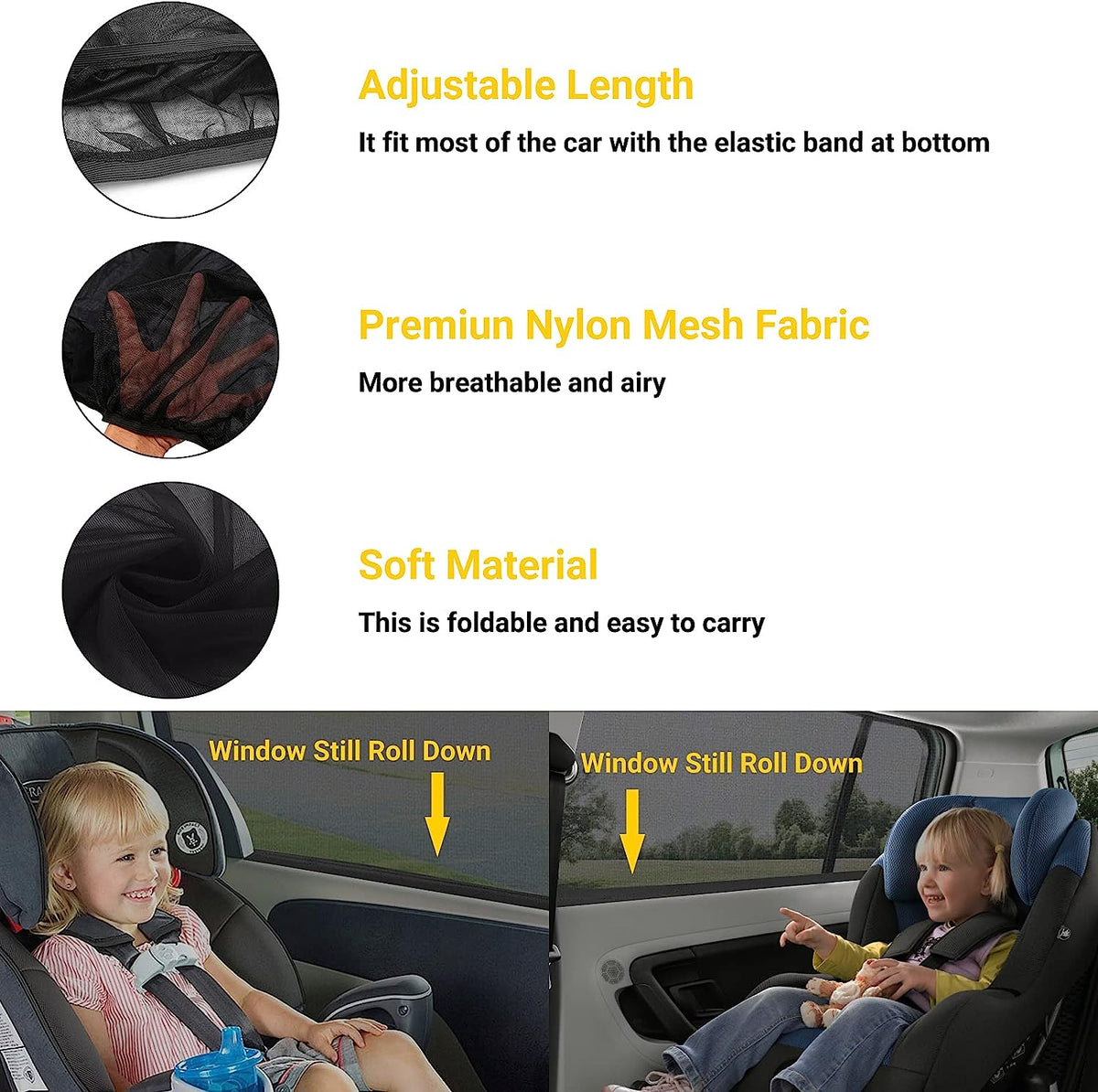REACHTOP Car Window Shade for Baby, Car Window Screens, Sun Shade for Rear Window(2 Pack)