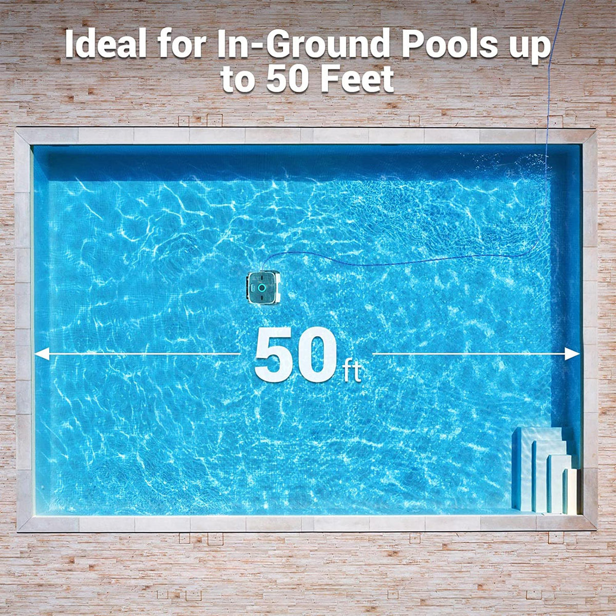Aiper Smart Orca 1200 Pro Automatic Robotic Wall Climbing Swimming Pool Cleaner with Tangle Free 50 Foot Cord, Dual PVC Brushes,
