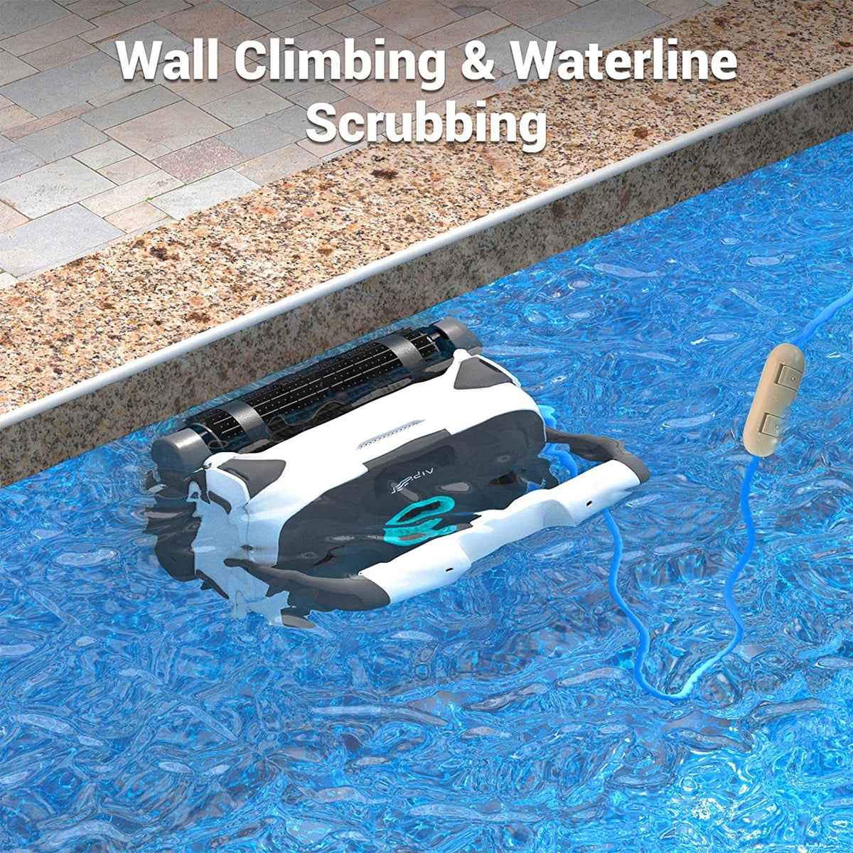 Aiper Smart Orca 1200 Pro Automatic Robotic Wall Climbing Swimming Pool Cleaner with Tangle Free 50 Foot Cord, Dual PVC Brushes,