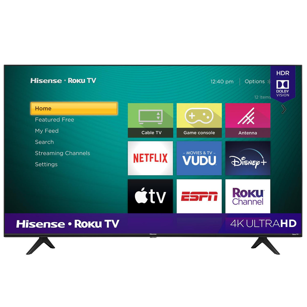 hisense 58" class 4k uhd lcd roku smart tv hdr, led, flat panel r6 series 58r6e3