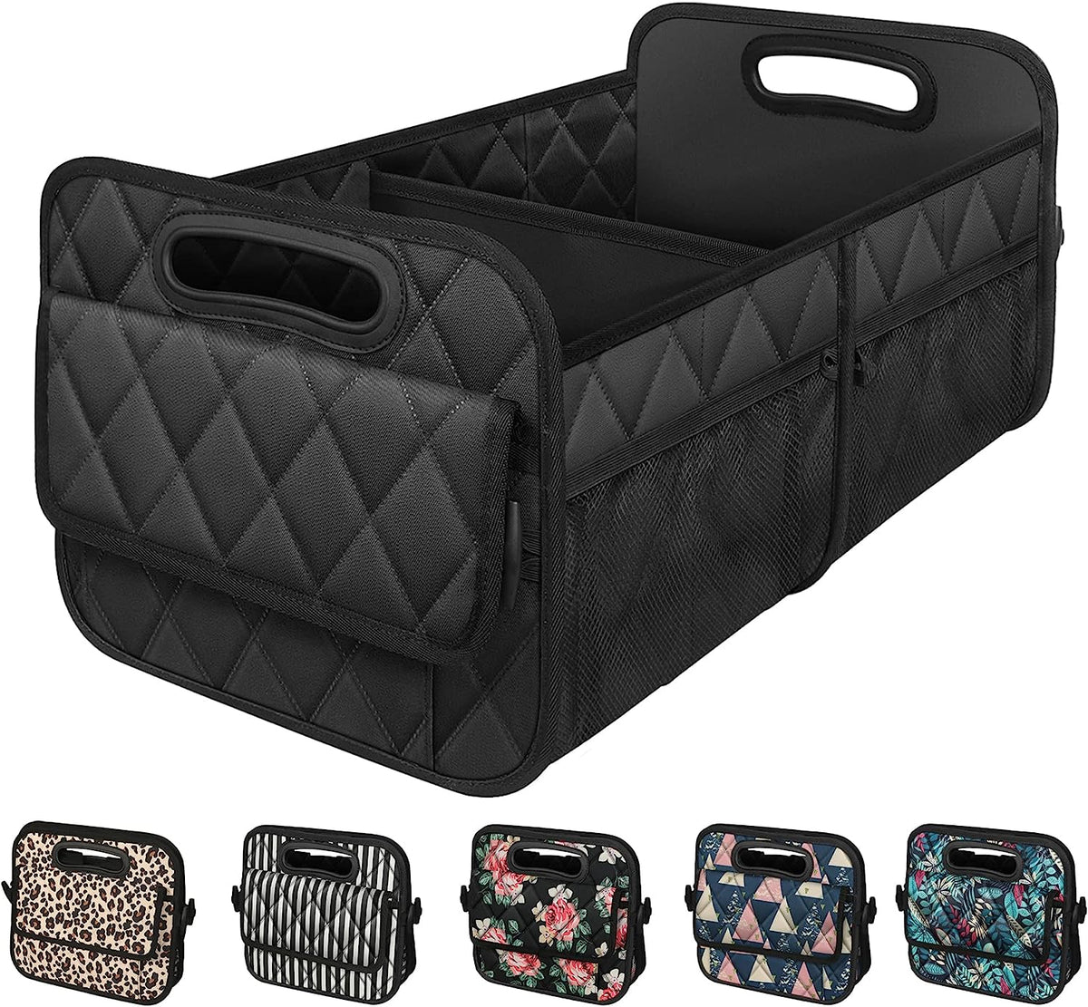 Deosk Car Trunk Organizer for suv,Car Organizers and Storage with 6 Big Pocket,Car Accessories for Women/Men 50L Waterproof Polyester Trunk Organizer for Car/SUV/Minivan/Truck(Medium, Black)