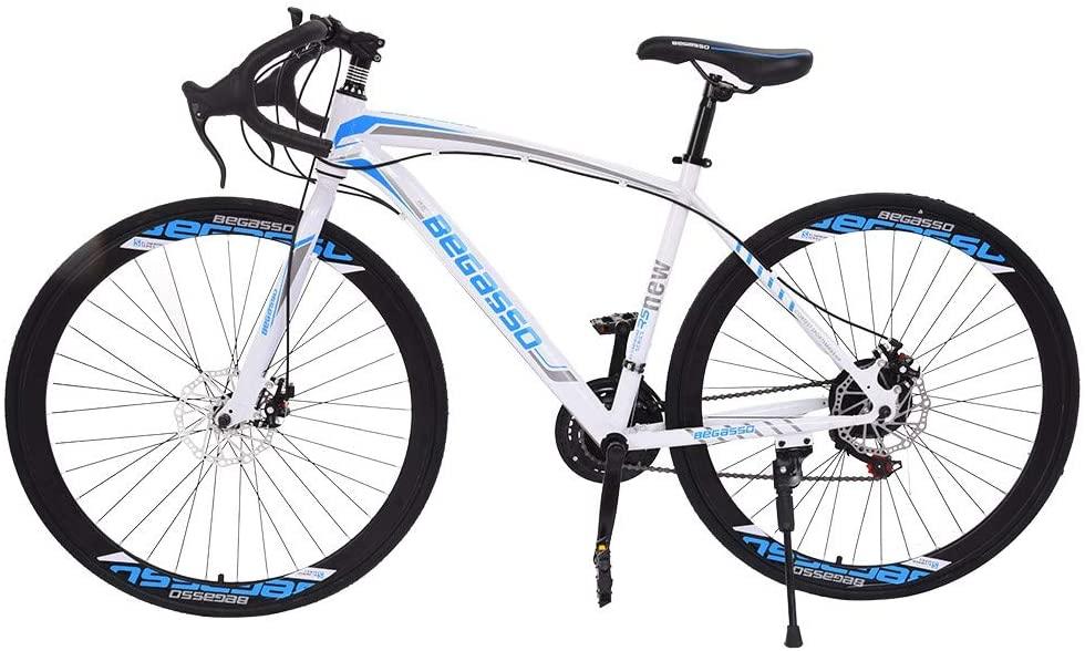 CAMILLEE Bicycle, Aluminum Full Suspension Road Bike, 21 Speed Disc Brakes, 700c white Small