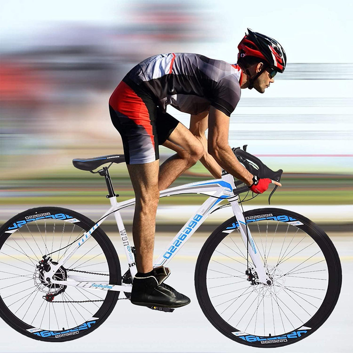 CAMILLEE Bicycle, Aluminum Full Suspension Road Bike, 21 Speed Disc Brakes, 700c white Small