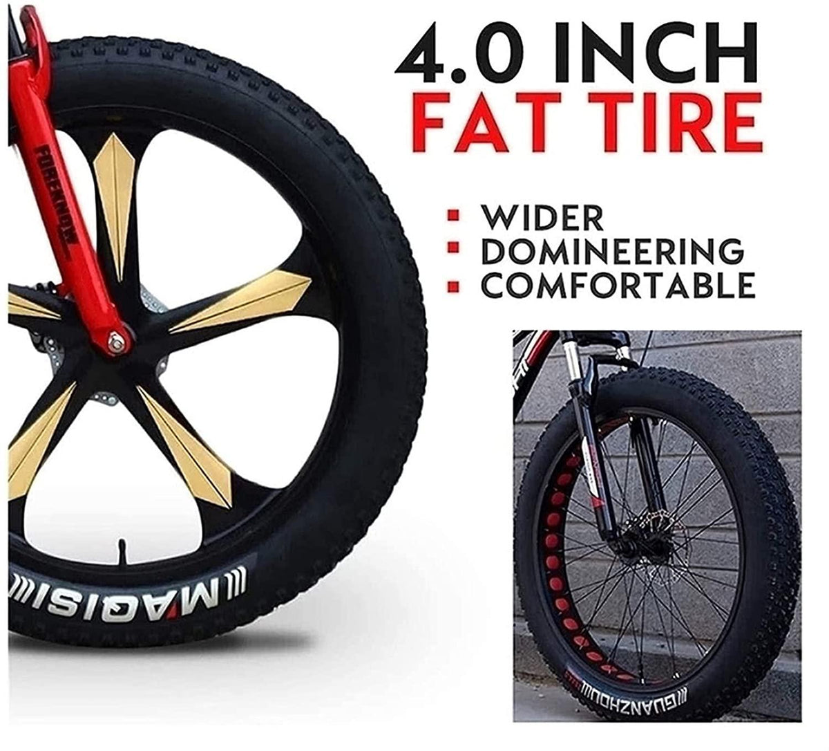 CHICAI Adult Mountain Bike 26-inch Beach Snow Fat Bike Mountain Cross-Country Steel Ultra-Wide Tire Sports Bike 21-30speed Low-Speed Racing Student Bike High-Carbon (Size : 30-Speed)